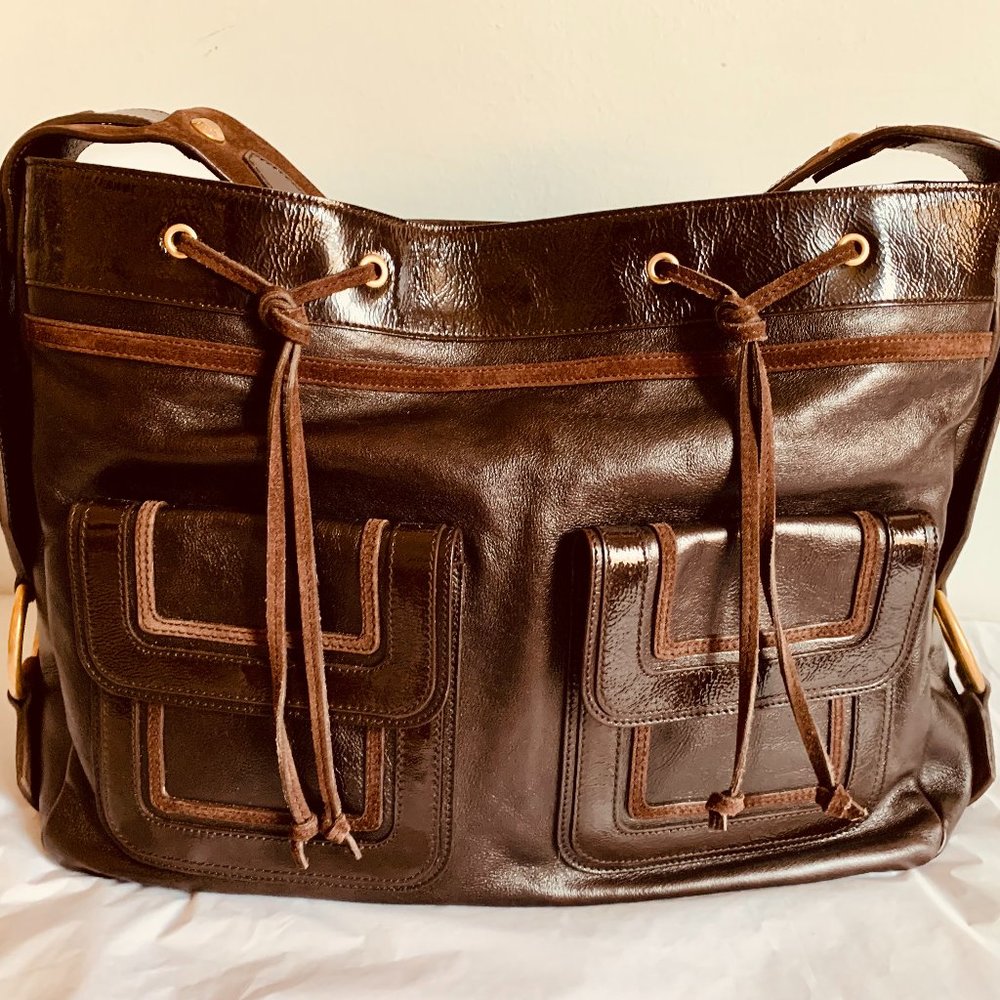 YVES SAINT LAURENT YSL SEVERINE LEATHER TOTE W DUST BAG MADE IN ITALY - Picture 3 of 16